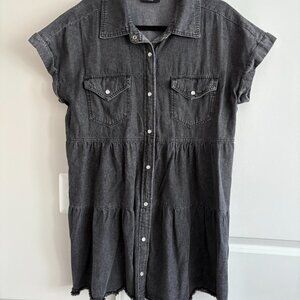 VICI Black Wash Denim Babydoll Dress Country, Western - SZ Large